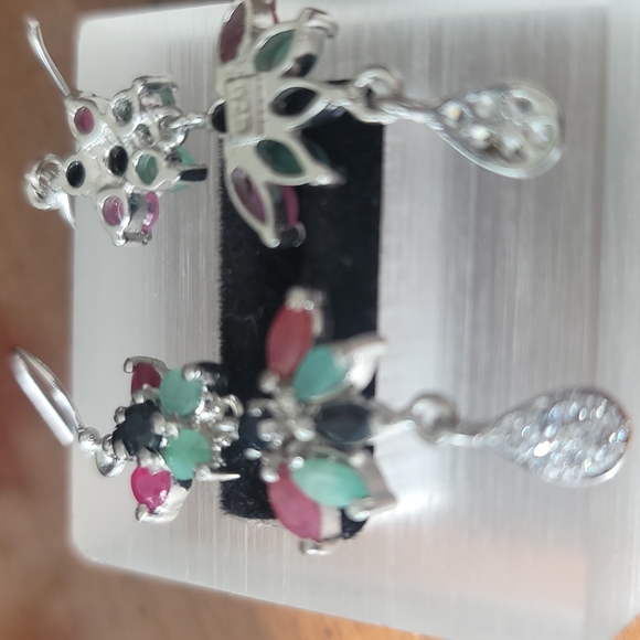 World Class Genuine Ruby,Emerald, Sapphire & Diamond Cut White Sapphire Set - Picture 7 of 10